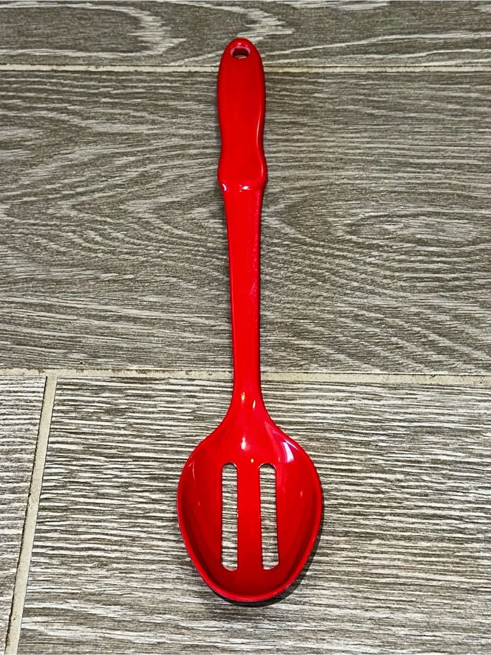 Melamine Kitchen Slotted Spoon Cherry Red Durable Retro Cooking Serving Utensil